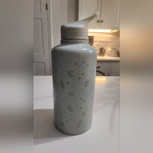 Decorative White and Green Water Bottle